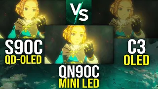 S90C vs QN90C vs C3 SDR Gaming Comparison Which 4K Upscaled Zelda Best