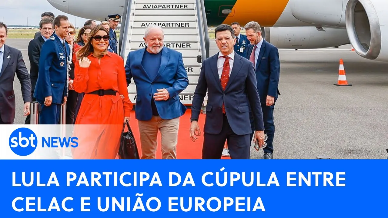 ????SBT News na TV | Lula chega a Bruxelas para participar da cúpula entre Celac e União Europeia;