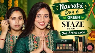 Navratri Day 6 Green Makeup Look 💚 Staze Beauty One Brand Makeup Challenge | Festive Makeup