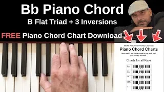 Bb Chord Piano B Flat Major Inversions Tutorial FREE Chord Chart