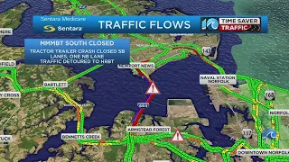 MMMBT north and southbound lanes closed due to tractor-trailer crash