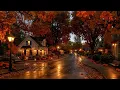 Stroll Through a New England Village on an Autumn Night🍂Smooth Jazz, Warm Lights for Focus & Reflect