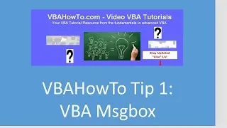 VBAHowTo Tip 1 VBA Msgbox