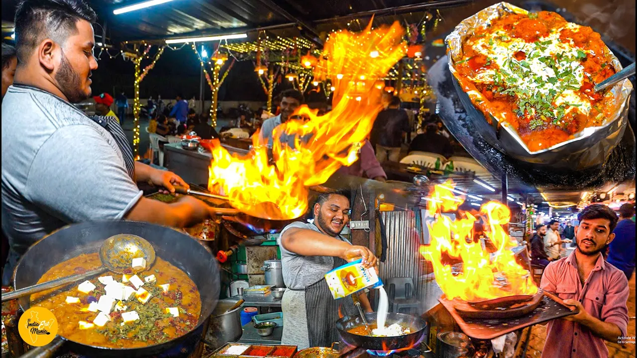 Most Viral Fire Tadka Paneer Angara Sizzler Making In Ratri Bazar Rs 250 Only l Vadodara Street Food