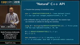 CppCon 2018 Multi-Precision Arithmetic for Cryptology in C at Run-Time and at Compile-Time