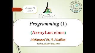 Lecture Chapter 7 ArrayList Class Part 3