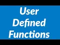 User Defined Functions