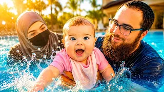 أول مرة أدخل  بنتي المسبح ! ...ما توقعت ردة فعلها😳😱
