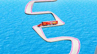 Mack Truck vs Impossible Spiral Bridge Vs Deep Water - BeamNG.Drive #usa #viral #viralvideo #beamng