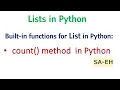 count in Python List count in Python CBSE Python count with examples built-in functions