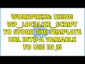 Wordpress Using wp - localize