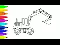 Learn Colors for Children with Excavator Coloring pages Construction Truck Colouring Book