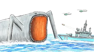 Как нарисовать Пожиратель Морей против военного корабля