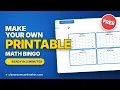 Custom Bingo Cards for Math Class Ready in 2 Minutes Free