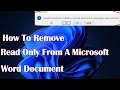 How To Remove Read Only From A Microsoft Word Document