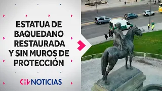 Monumento a Baquedano luce restaurado y sin muros de protección - CHV Noticias