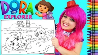 Coloring Dora The Explorer Diego Swimming GIANT Coloring Page Crayola Crayons KiMMi THE CLOWN