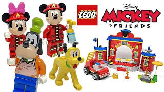 LEGO Mickey & Friends Fire Station review! LEGO PLUTO AND GOOFY!