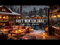 Snowy Winter Night at Cozy Coffee Porch Ambience ⛄ Soft Jazz Background Music for Studying, Working