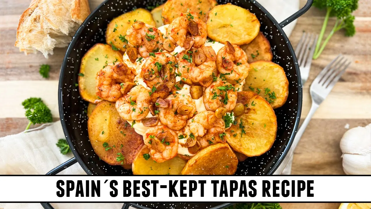 Spains BEST-KEPT Tapas Recipe   Potatoes with Garlic Shrimp & Aioli