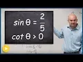 Evaluate the 6 trig functions given a triangle and constraint