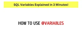 SQL VARIABLES HOW TO USE VARIABLES IN SQL SQL TUTORIAL