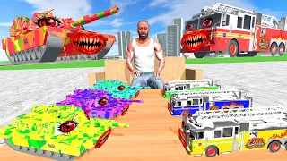 Horror Army Tank Vs Fire Brigade Truck | Horror Car Attack | Indian Bike Driving 3D