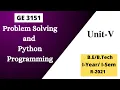 Problem Solving and Python Programming Unit-V GE3151 PSPP
