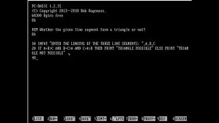 Lesson 4 Check whether three given line segment form a triangle or not PC BASIC GW BASIC