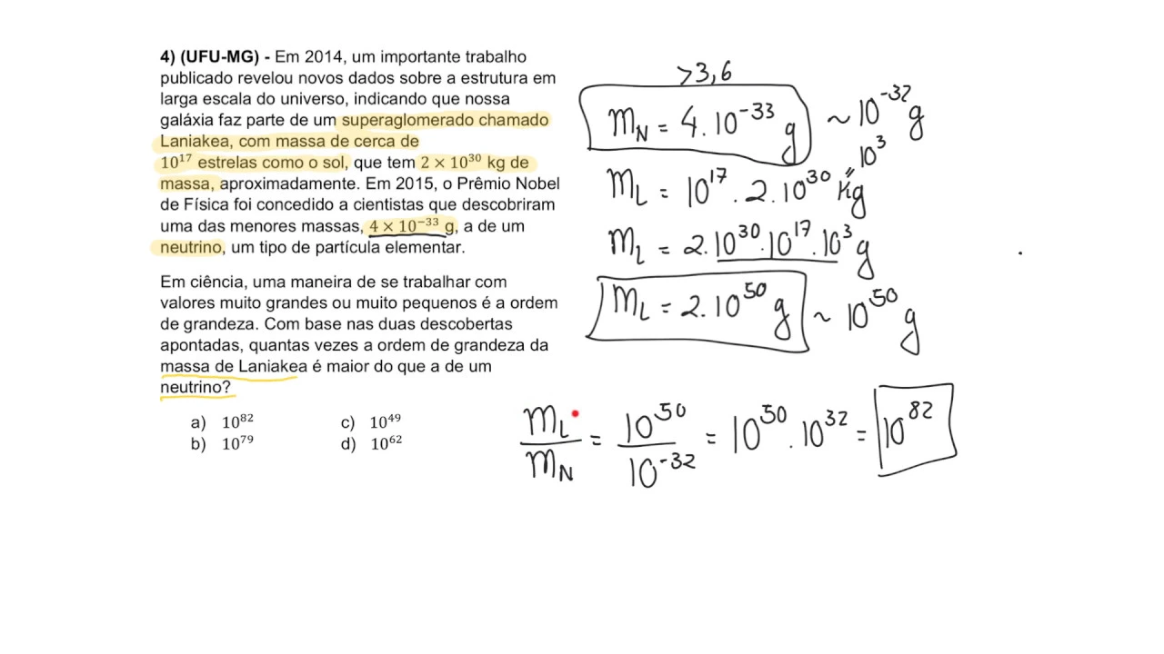 UFU-MG - Ordens de grandeza - Em 2014, um importante trabalho publicado revelou novos dados sobre
