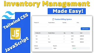 Build an Inventory Management System using JavaScript Tailwind CSS Full Tutorial