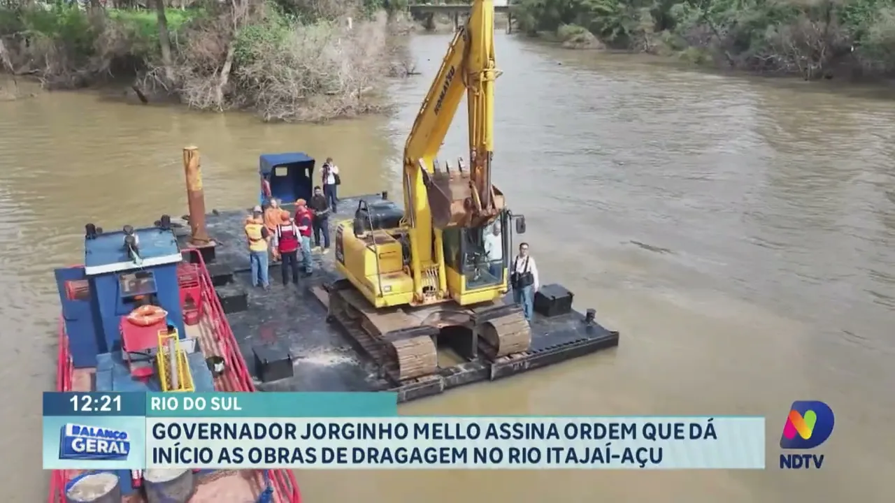 Governador Jorginho Mello assina ordem que dá início as obras de dragagem no rio Itajaí-Açu