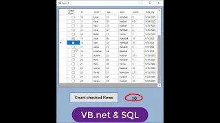 VB net tutorial Load data from SQL server into Datagridview and count checked rows