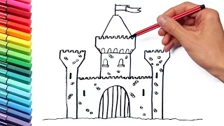 Drawing Castle for Learning Colors and Coloring Pages - Medieval Castle for Kids