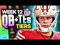 Week 12 Fantasy Football QB TE Rankings Top 28