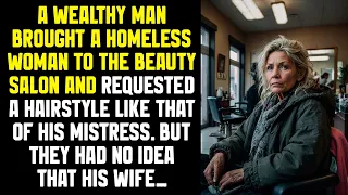 A wealthy man brought a homeless woman to the beauty salon and requested a hairstyle like...
