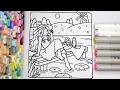 Beautiful Girl Sitting River Side Enjoys Cozy Village Scene Coloring Pages