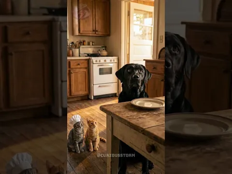 A Big Dog Walked Into a Kitten's Restaurant... 🐶🐱❤️ #shorts #ai #dog #cat