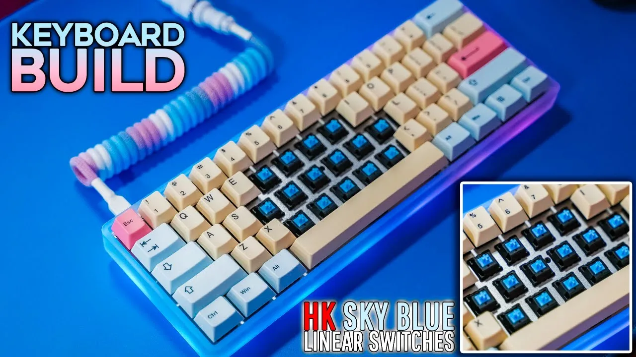HK Gaming Sky Blue Switches! (Drop Carina Build ft KustomKeys Cables)
