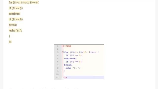 Break and Continue in For Loop PHP
