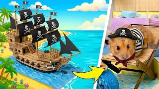 🏴‍☠️ Kapal Bajak Laut & Taman Air Hamster dari Kardus! 🐹🎨