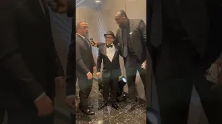 محمد هنيدى و اشرف عبد الباقى مع اقصر رجل فى العالم 