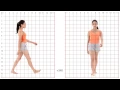 Female Walk Cycle Animation Reference Front Side Views in Slow Motion with Grid Overlay