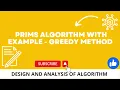 Prims algorithm using greedy method with solved example