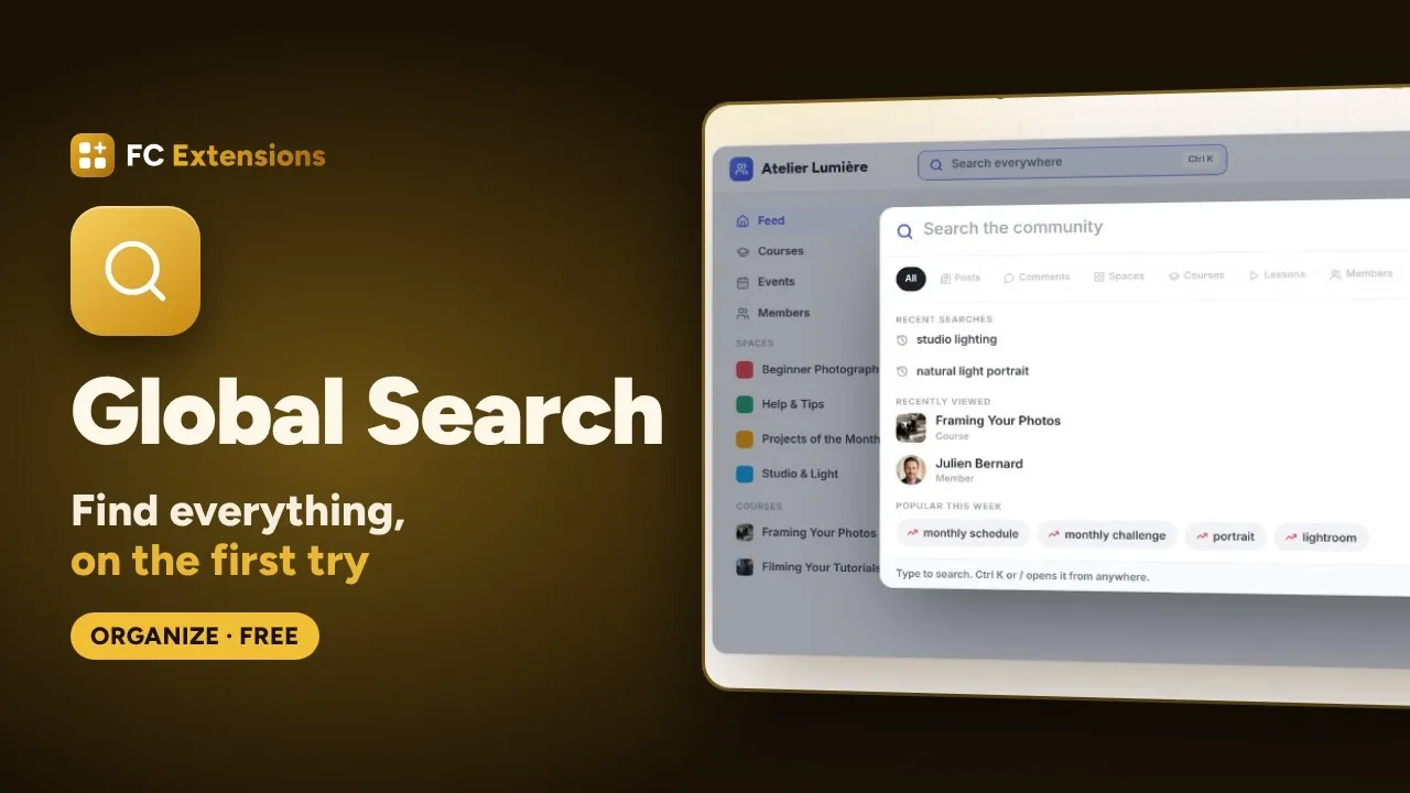 Global Search for FluentCommunity: find everything in a single search
