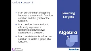 Algebra 1 Unit 5 Lesson 3 Interpreting and Using Function Notation