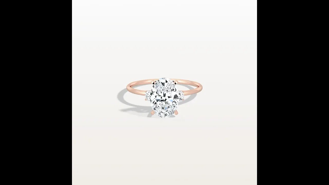 Olivia丨2CT Three-Stone Lotus-Inspired Lab-grown Diamond Engagement Ring