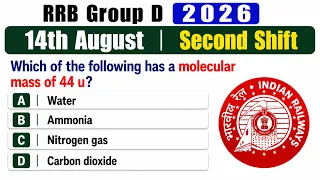 RRB Group D 2026 14th August Second Shift Questions with Answers Railway Exam