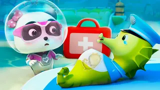 super rescue team ep8 daddy seahorse is giving birth to baby seahorses babybus tv kids cartoon