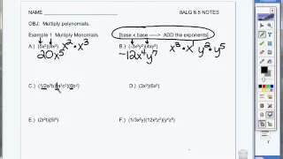 6 5 Example 1 Multiply polynomials